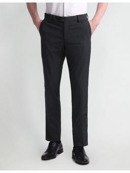 Arrow - Black Mid Rise Tapered Fit Trousers