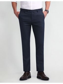 Arrow - Blue Mid Rise Tapered Fit Trousers