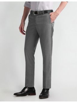Arrow - Grey Tapered Fit Solid Trousers