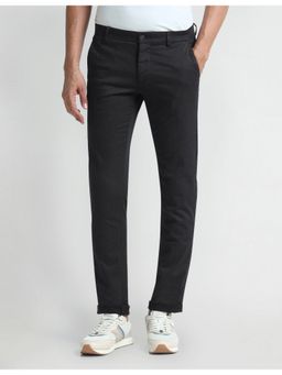 Arrow Sports - Black Slim Fit Dobby Trousers