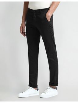 Arrow Sports - Black Mid Rise Slim Fit Trousers