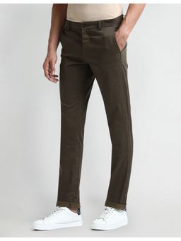 Arrow Sports - Brown Mid Rise Slim Fit Trousers
