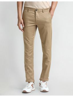 Arrow Sports - Brown Mid Rise Slim Fit Trousers