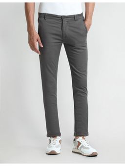 Arrow Sports - Grey Mid Rise Slim Fit Trousers