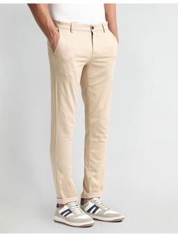 Arrow Sports - Beige Mid Rise Slim Fit Trousers
