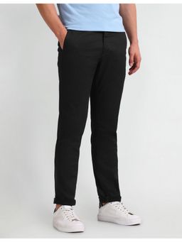 Arrow Sports - Black Mid Rise Slim Fit Trousers