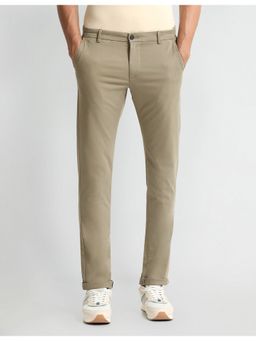 Arrow Sports - Brown Slim Fit Twill Trousers