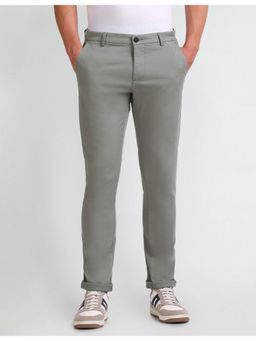Arrow Sports - Grey Mid Rise Slim Fit Trousers
