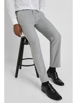 Allen Solly - Men Grey Slim Fit Textured Formal Trousers