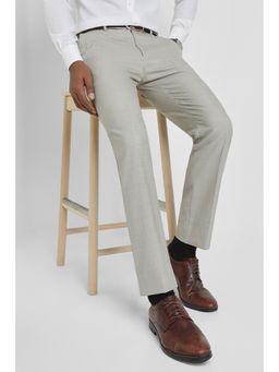 Allen Solly - Men Grey Slim Fit Textured Formal Trousers