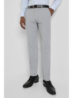Allen Solly - Men Grey Slim Fit Textured Formal Trousers