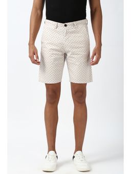 Peter England - Men White Print Regular Fit Casual Shorts