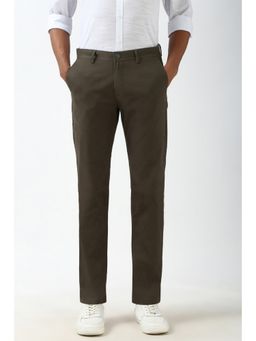 Peter England - Men Brown Solid Slim Fit Trousers