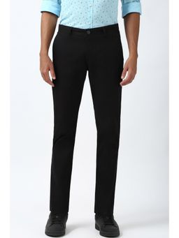 Peter England - Men Black Solid Slim Fit Trousers