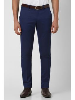 Van Heusen - Men Navy Blue Textured Ultra Slim Fit Trousers