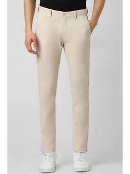 Van Heusen - Men Beige Solid Slim Fit Trousers