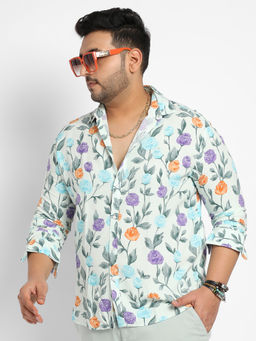 Instafab Plus - Mens Multicolour Rose Garden Print Shirt