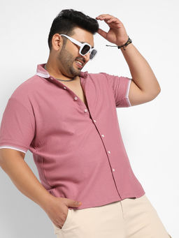 Instafab Plus - Mens Pink Honeycomb Knit Shirt