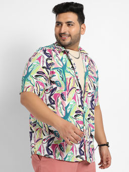 Instafab Plus - Mens Multicolor Abstract Foilage Shirt