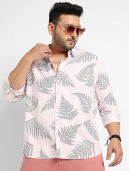 Instafab Plus - Mens Light Pink Contrast Fern Shirt