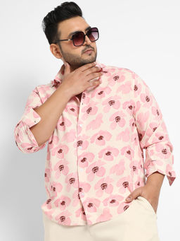 Instafab Plus - Mens Light Pink Flower Petals Shirt