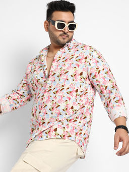 Instafab Plus - Mens Multicolor Leaf Strokes Shirt