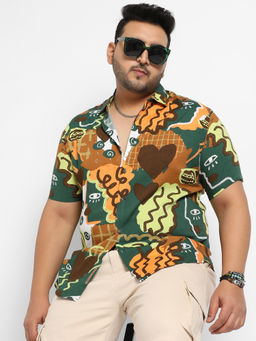 Instafab Plus - Mens Multicolor Artistic Romance Shirt