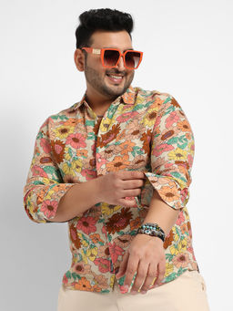 Instafab Plus - Mens Multicolour Floral Cluster Shirt