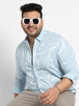 Instafab Plus - Mens Light Blue Faded Strokes Shirt