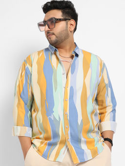 Instafab Plus - Mens Multicolour Contrast Abstract Print Shirt