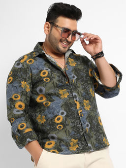 Instafab Plus - Mens Multicolour Botanical Abstract Shirt