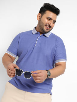 Instafab Plus - Mens Purple Horizontal Striped Polo T-shirt