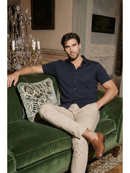 Simon Carter - Navy Blue Casual Solid Shirt