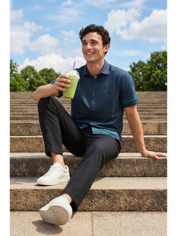 Simon Carter - Navy Blue Printed Shirt