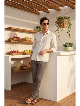 Simon Carter - Cream Printed Casual Shirt