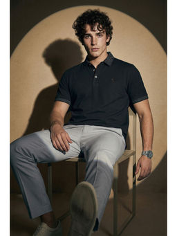 Simon Carter - Men Black Solid Polo T-shirt