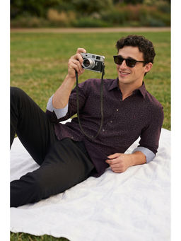 Simon Carter - Men Maroon Cotton Full Sleeves Shirt