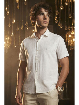 Simon Carter - White Printed Collar Neck Shirt
