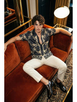 Simon Carter - Black Printed Half Sleeves Casual Shirt