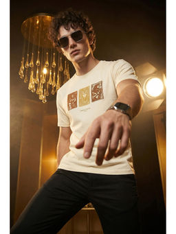 Simon Carter - Beige Graphic Regular Fit T-Shirt