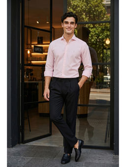 Simon Carter - Men Light Pink Textured Full Sleeves Formal Shirt
