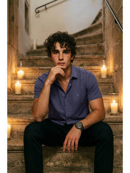 Simon Carter - Navy Blue Textured Half Sleeves Shirt
