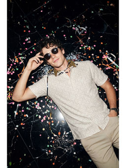 Simon Carter - Men Beige Cotton Half Sleeves Shirt