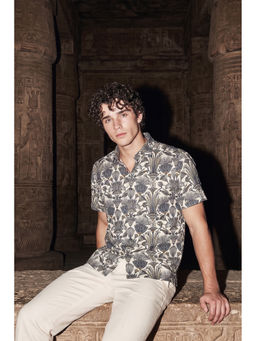 Simon Carter - Men Beige Viscose Blend Half Sleeves Shirt