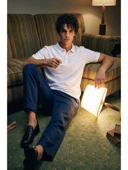 Simon Carter - Men White Checks Printed Polo T-shirt