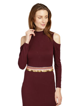 Anekaant - Natural and Multi Coin Embellished Canvas Belt