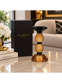 Gloss - TAWNY-BLACK-AMBER PILLAR CANDLE HOLDER