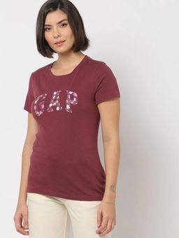 GAP - Floral Logo Print Round Neck T-Shirt