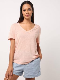 GAP - Relaxed Fit V-Neck Melange T-Shirt