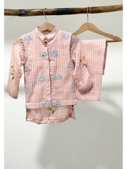 THE RIGHT CUT - Pink Kurta and Pant with Jacket Set